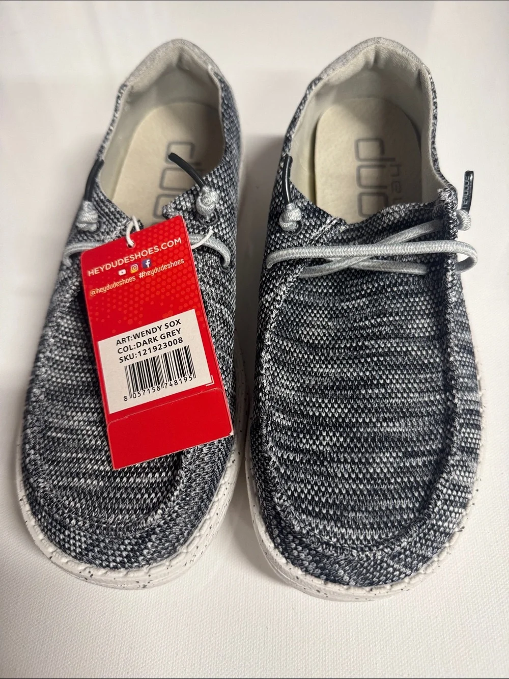 Hey Dude Canvas Shoes Womens 6 Gray Slip On Wendy Sox